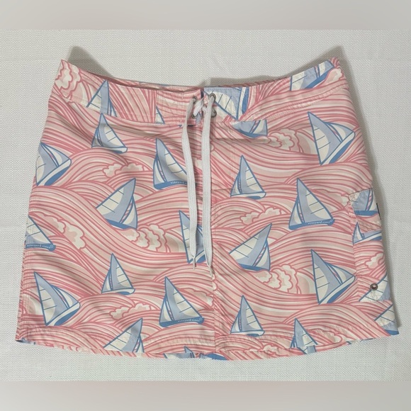 VINEYARD VINES Board Skirt Sailboats Swim Suit Coverup Mini Skirt Pink Blue Sz 4 - Picture 7 of 8